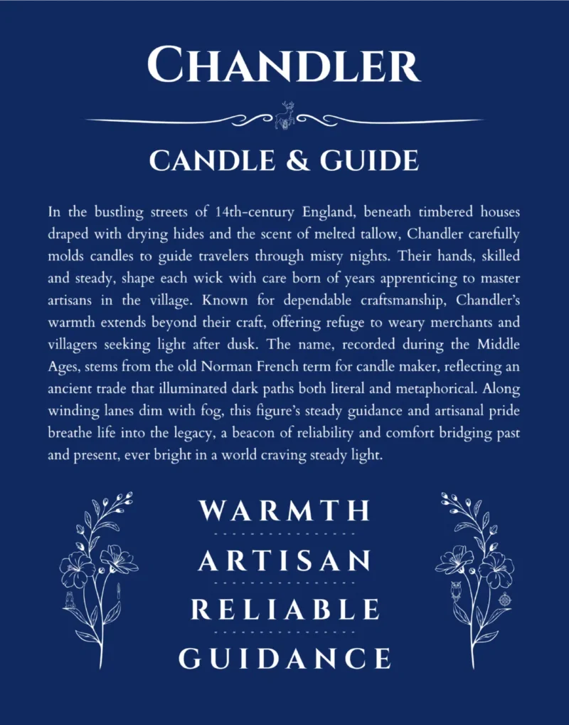 Chandler personalized name print with origin and traits in deep blue
