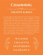 Channing name origin print with meaning and traits in orange