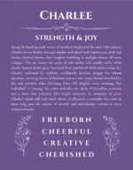 Charlee personalized name meaning print in purple