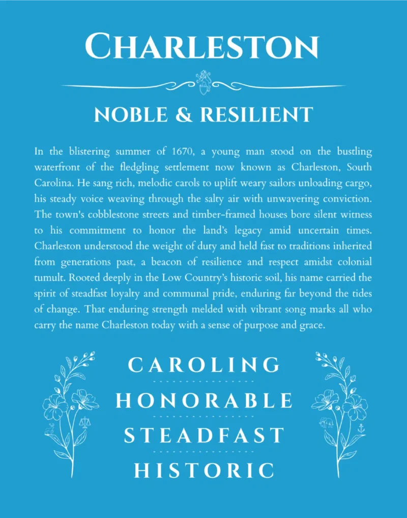 Charleston name meaning gift print in blue