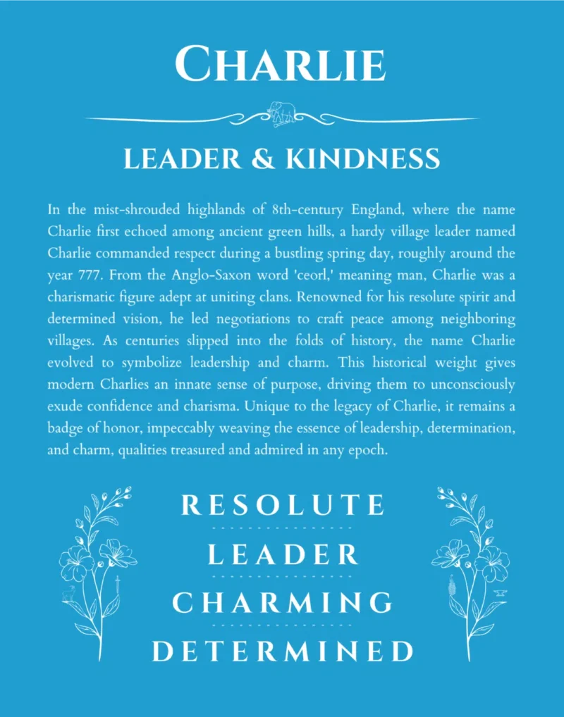 Charlie custom name print for wall display in blue