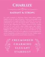 Charlize name meaning gift print in pink