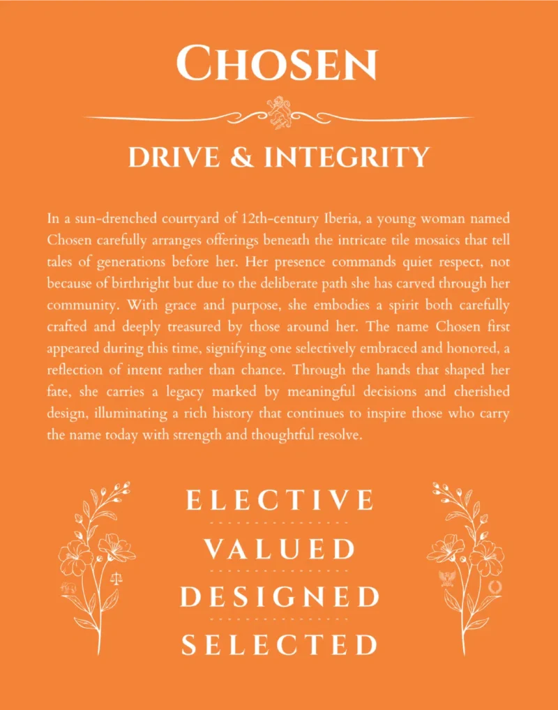 Chosen personalized name meaning print in orange