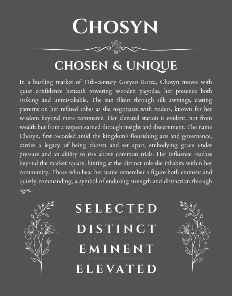 Chosyn personalized name meaning print in gray