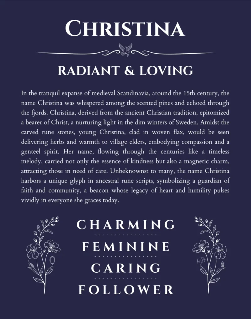 Christina name meaning gift print in navy blue