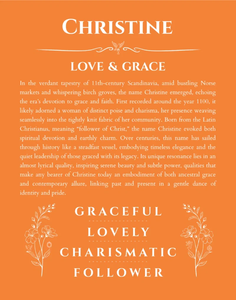 Christine custom name meaning print in orange