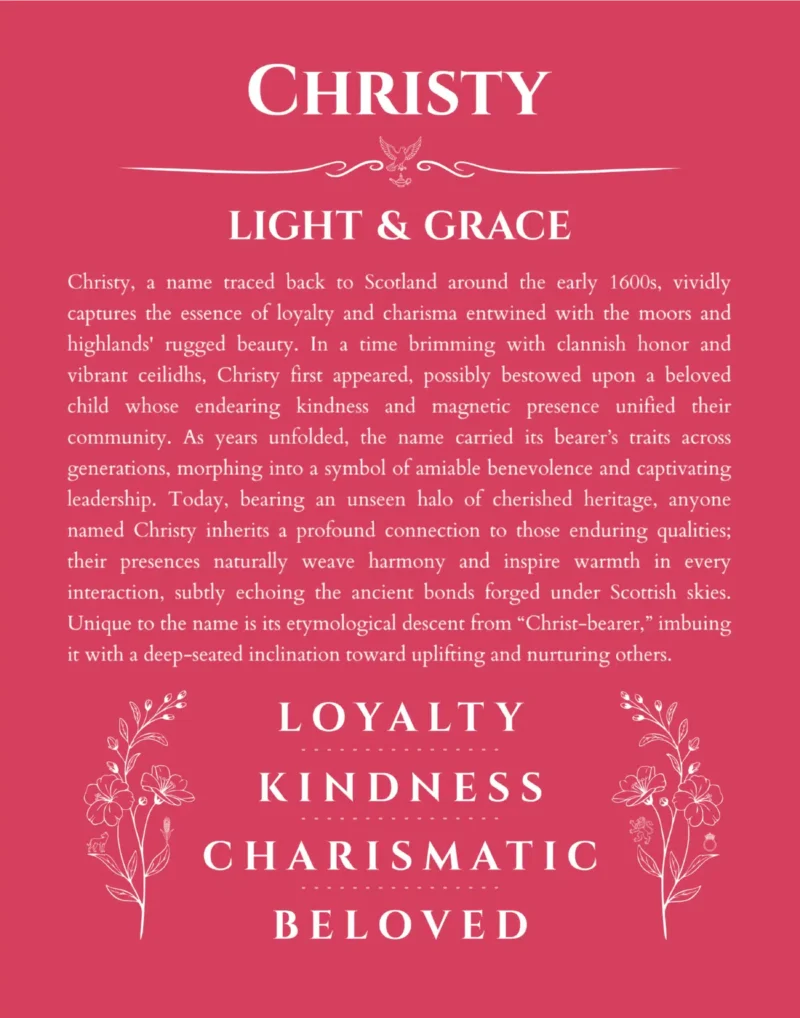 Christy name meaning gift print in red