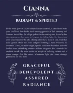 Cianna custom name art showing meaning and origin in navy blue