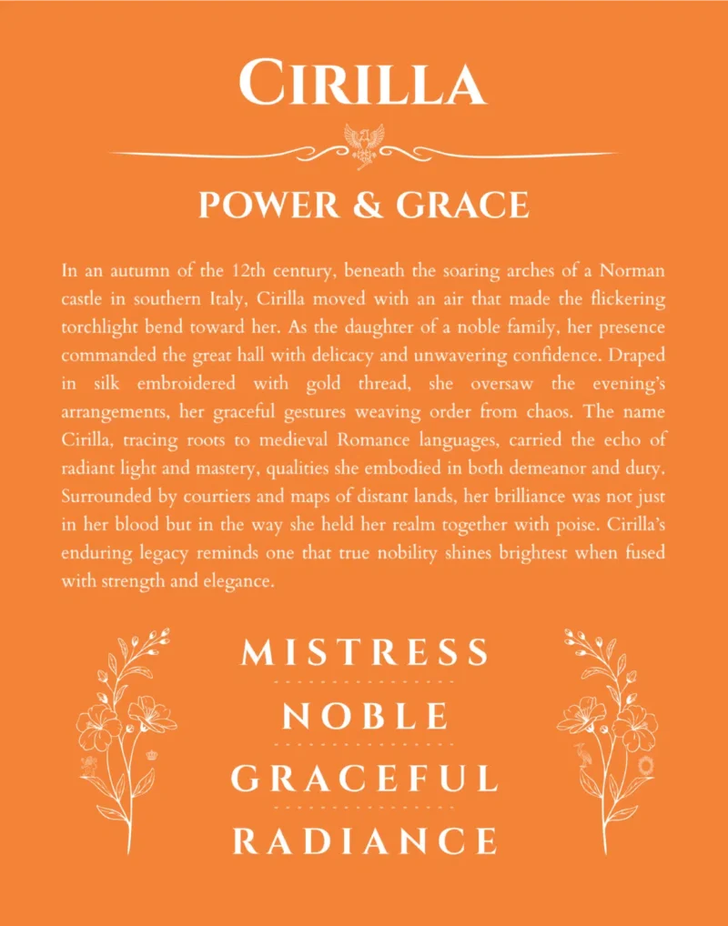 Cirilla custom name meaning print in orange