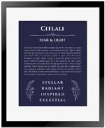 Citlali name meaning gift print in navy blue with black matte frame