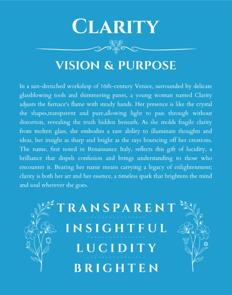 Clarity custom name print for wall display in blue