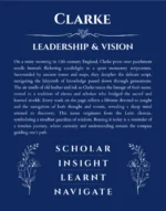 Clarke personalized wall art with the story of your name in deep blue