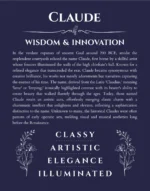 Claude personalized name print with origin and traits in navy blue