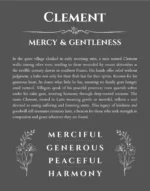Clement personalized name art with origin story in gray