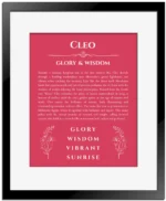 Cleo custom name print for wall display in red with black matte frame