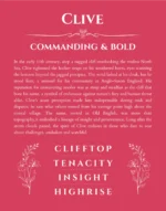 Clive custom name meaning print in red