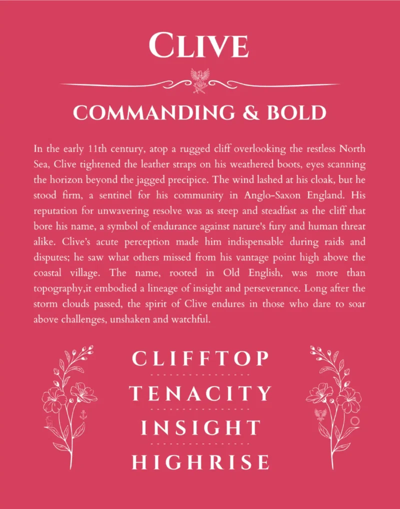 Clive custom name meaning print in red