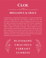 Cloe custom name print for wall display in red
