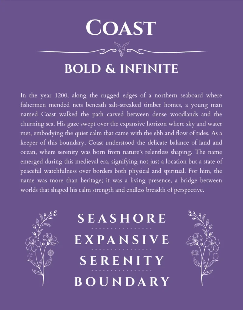 Coast name meaning wall art by Get Your Story in purple