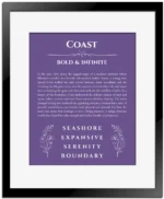Coast name meaning wall art by Get Your Story in purple with black matte frame