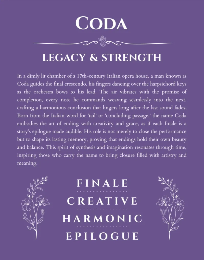 Coda custom name meaning print in purple