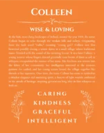 Colleen name origin print with meaning and traits in orange