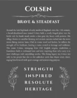 Colsen personalized name print with origin and traits in gray