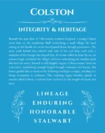 Colston personalized wall art with the story of your name in blue
