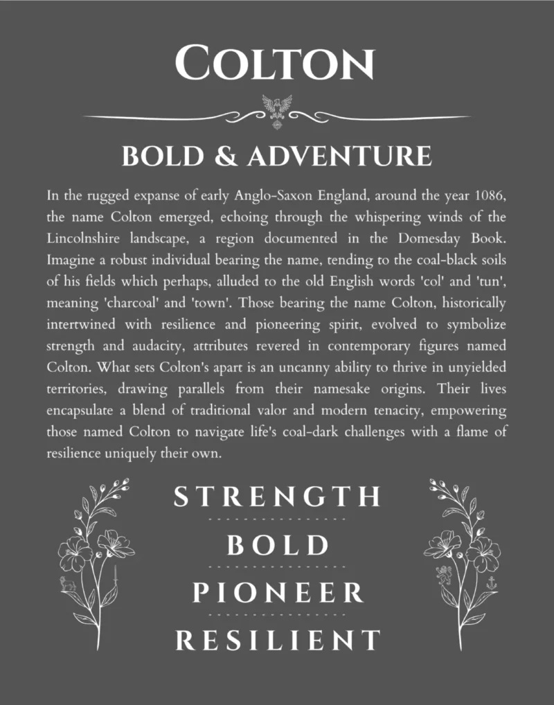 Colton custom name print for wall display in gray