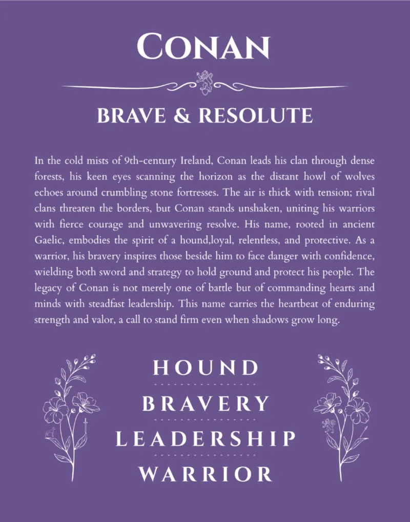 Conan custom name art showing meaning and origin in purple