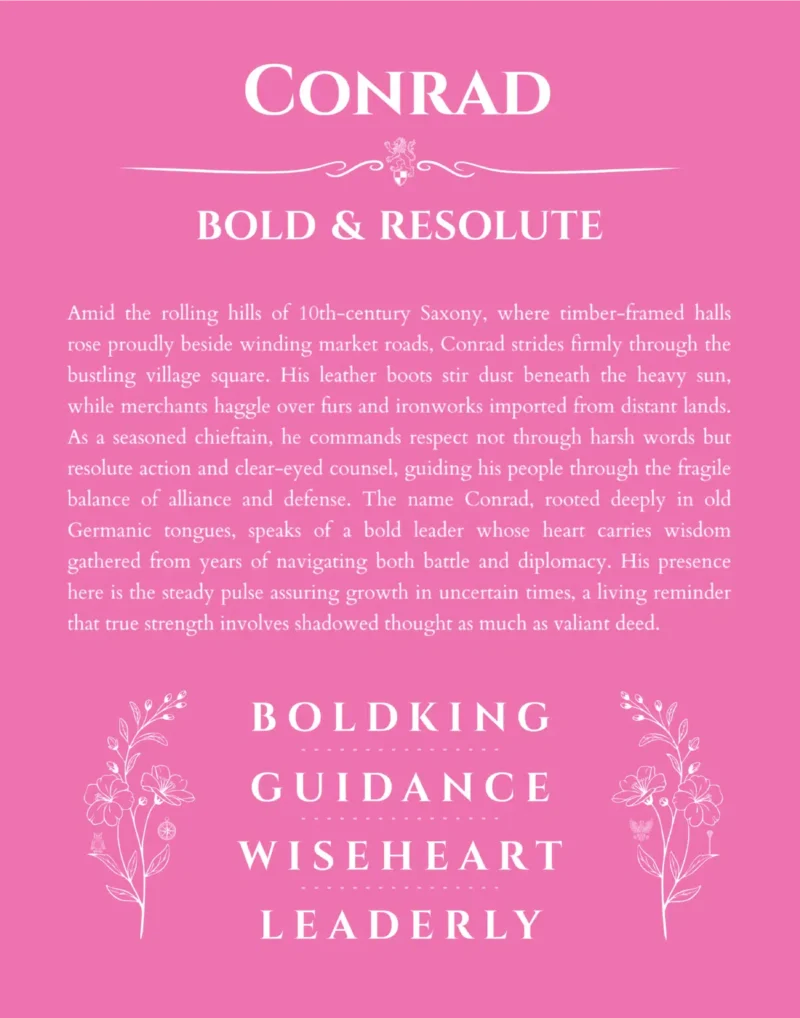 Conrad personalized name meaning print in pink