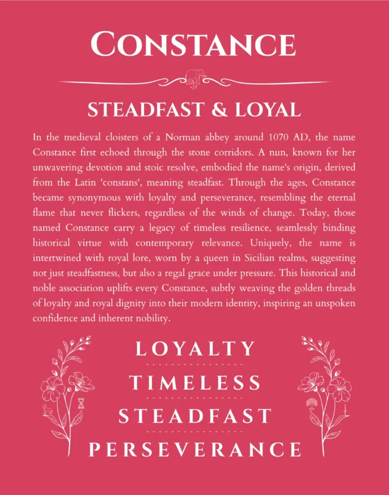 Constance personalized wall art with the story of your name in red