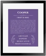 Cooper name meaning wall art by Get Your Story in purple with black matte frame