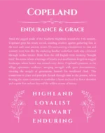 Copeland personalized name art with origin story in pink