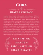 Cora custom name meaning print in red