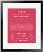 Cora custom name meaning print in red with black matte frame