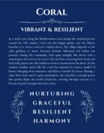Coral name origin print with meaning and traits in deep blue