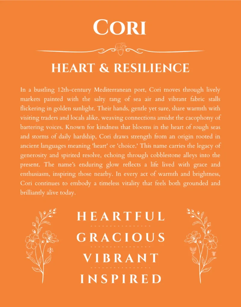 Cori custom name meaning print in orange