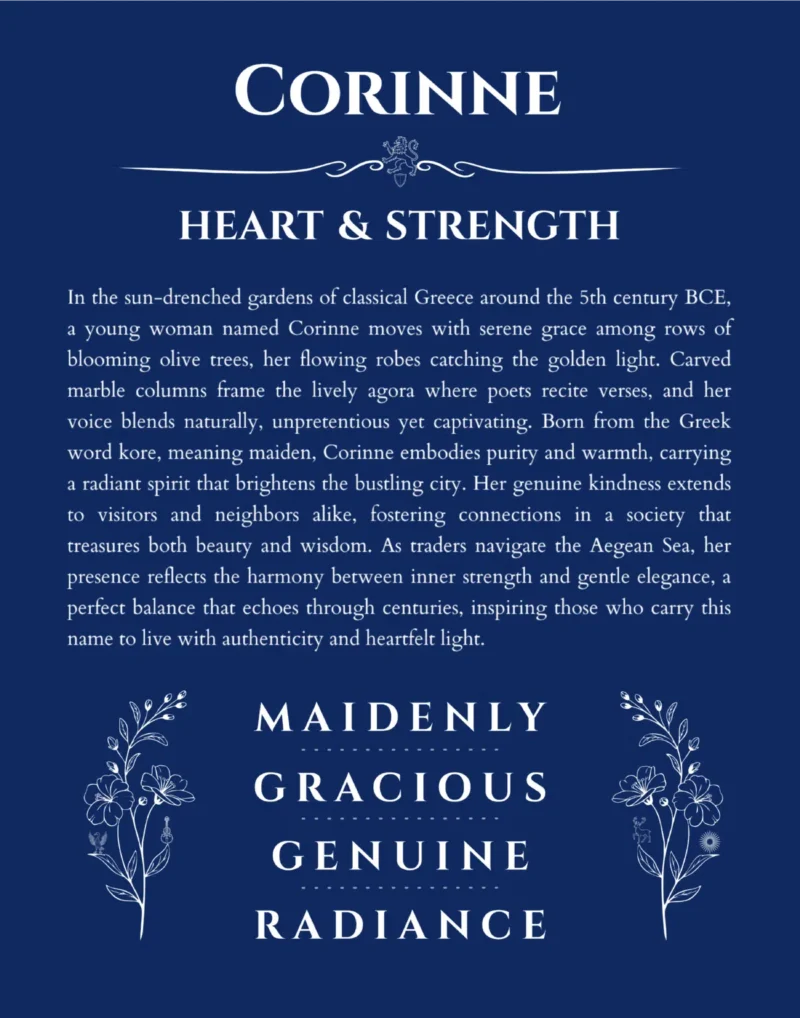Corinne personalized name meaning print in deep blue