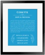 Cosette custom name meaning print in blue with black matte frame