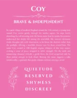 Coy name meaning wall art by Get Your Story in pink