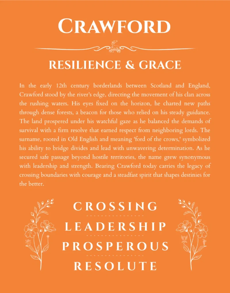 Crawford name meaning gift print in orange