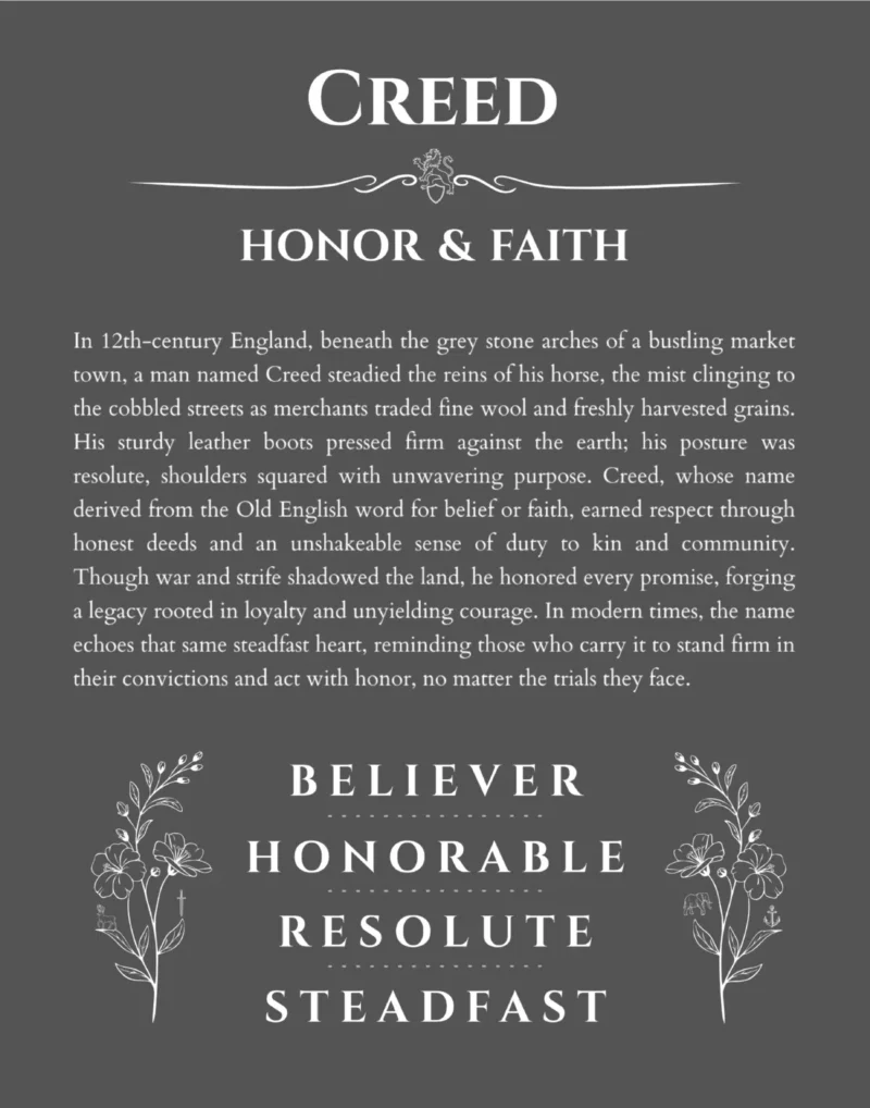 Creed name meaning wall art by Get Your Story in gray