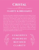Cristal name origin print with meaning and traits in pink