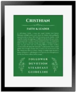 Cristhian custom name print for wall display in dark green with black matte frame