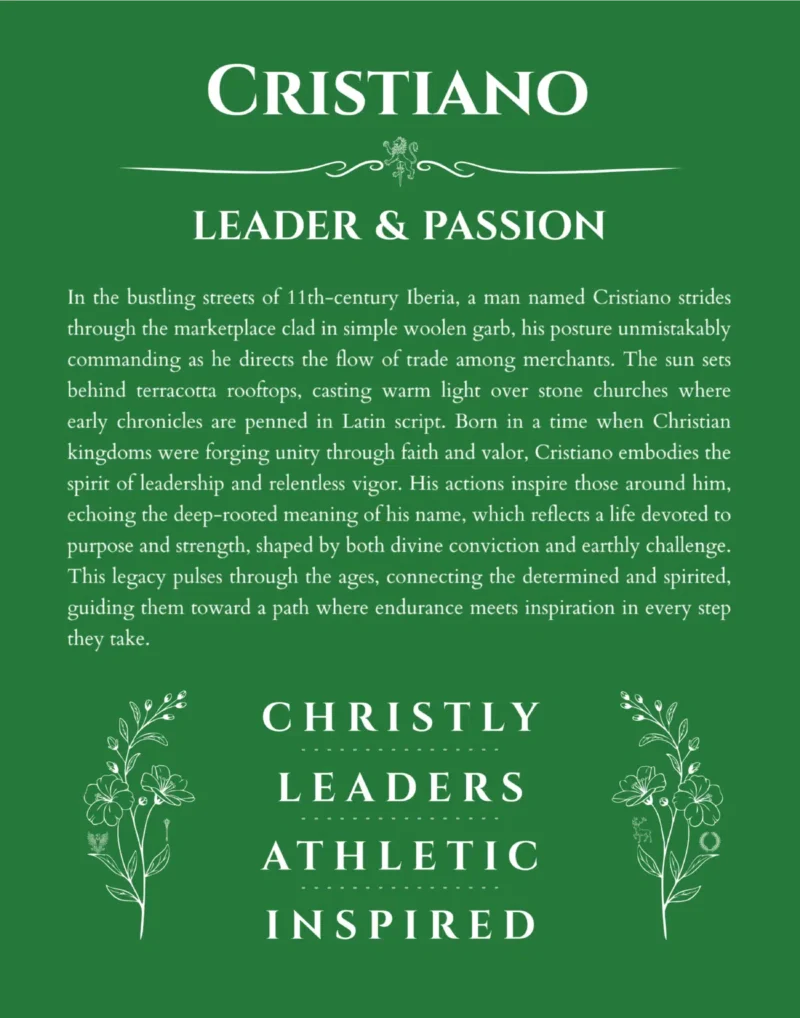 Cristiano name meaning wall art by Get Your Story in dark green