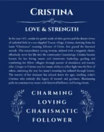 Cristina custom name art showing meaning and origin in deep blue