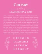Crosby personalized name art with origin story in pink