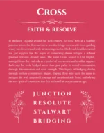 Cross personalized name art with origin story in red