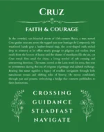 Cruz personalized name print with origin and traits in dark green